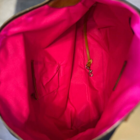 Dooney & Bourke Florentine Vachetta Nylon leather Trim Handbag Satchel Navy - Picture 11 of 15